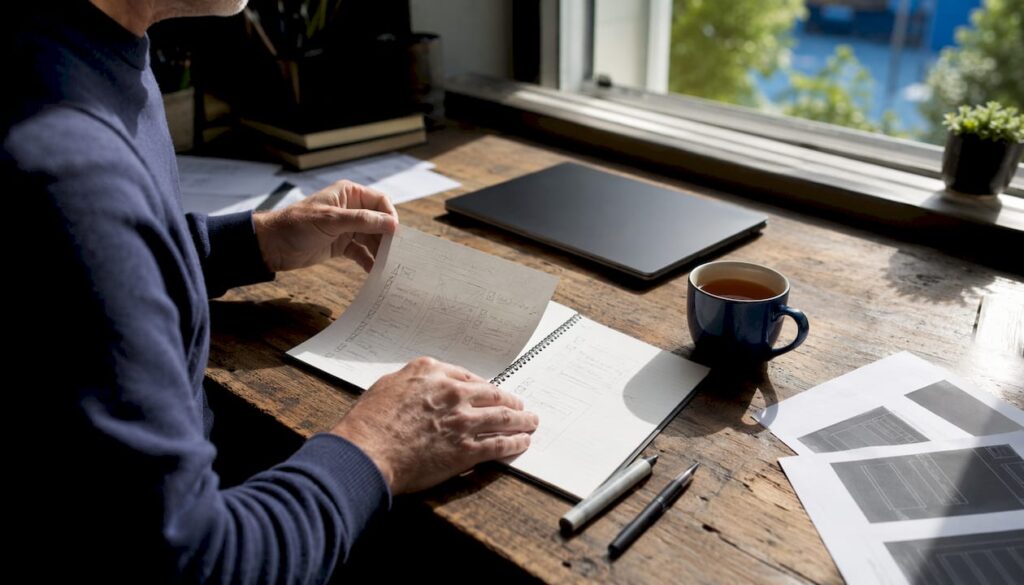 Developer reviewing WordPress pre-launch checklist at desk
