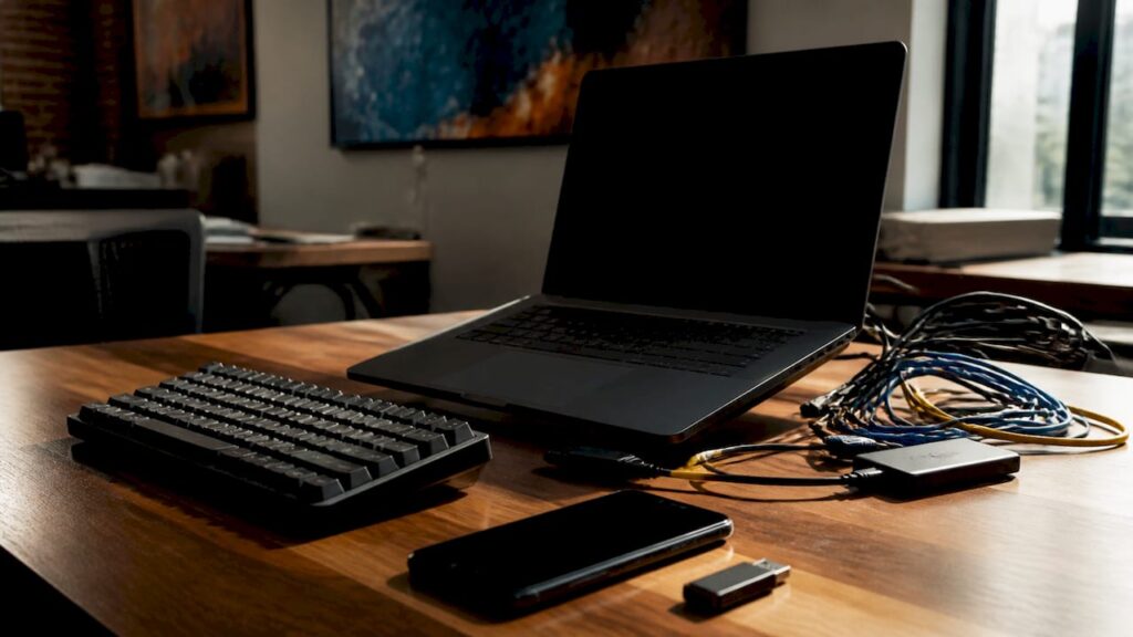 Digital agency desk with maintenance tools
