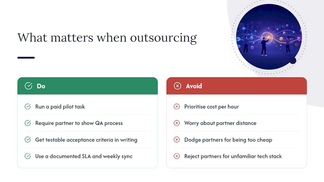 What actually matters when you decide to outsource — overview diagram