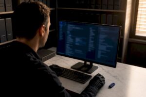 Technician reviewing a compromised WordPress site