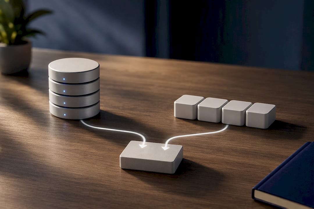 Database and files joining for restoration